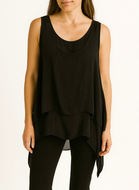 Black Cold Washed 2 Piece Top