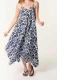 Blue ANIMAL PRINT HANKY HEM DRESS