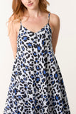 Blue ANIMAL PRINT HANKY HEM DRESS