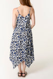 Blue ANIMAL PRINT HANKY HEM DRESS