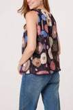 Black CIRCLES SLEEVELESS BUBBLE HEM TOP