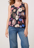 Black CIRCLES SLEEVELESS BUBBLE HEM TOP