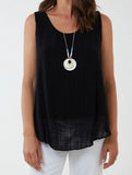 Black DOUBLE LAYER SCOOP NECK NECKLACE VEST
