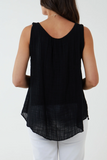 Black DOUBLE LAYER SCOOP NECK NECKLACE VEST