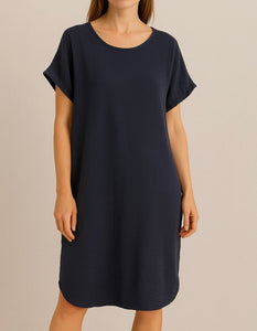 Navy Cheesecloth Shift Dress