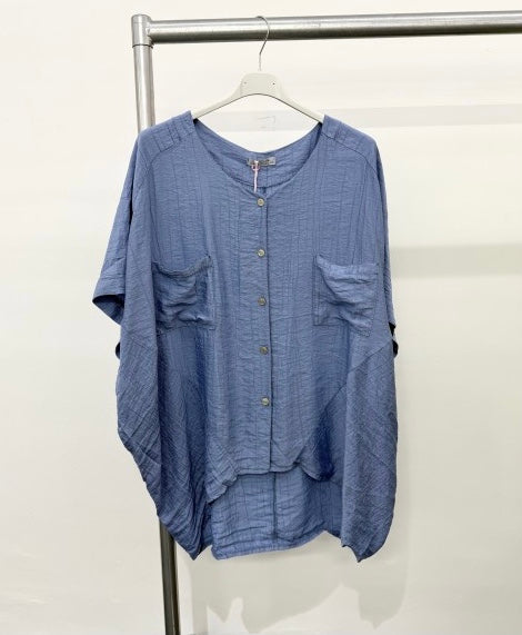Denim Blue Balloon Shape Shirt