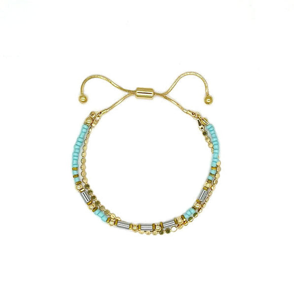 Bracelet Double Layered Colourful Beaded Glass Slider Bracelet