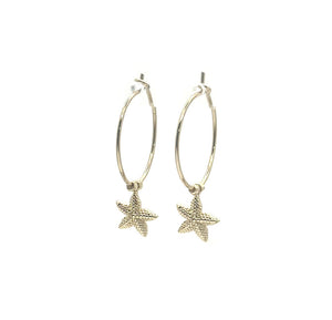 Earring Delicate Starfish Brass Hoop Earrings