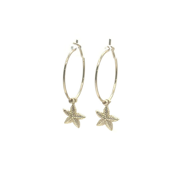 Earring Delicate Starfish Brass Hoop Earrings