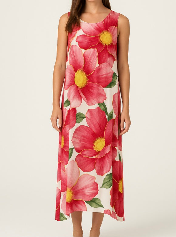 Red Floral Print Dress