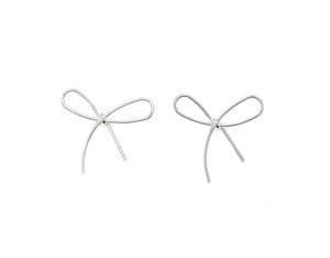 Earring Silver Ribbon-Shaped Brass Stud