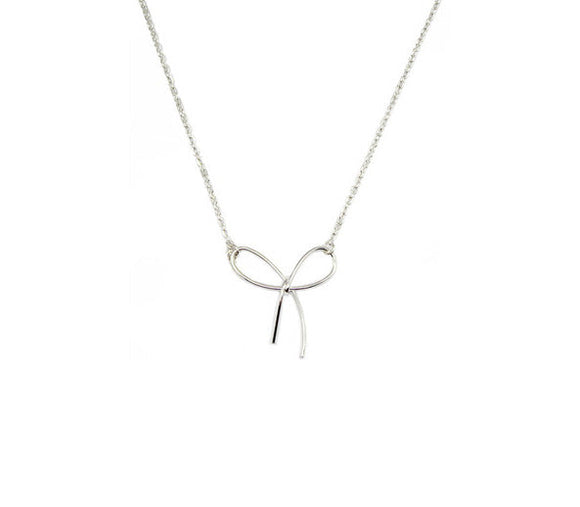Necklace Silver Small Brass Ribbon Pendant