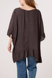 Chocolate CRINKLE FRILL HEM FLOATY BLOUSE