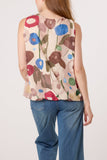Beige CIRCLES SLEEVELESS BUBBLE HEM TOP