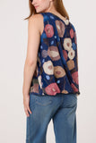 Navy CIRCLES SLEEVELESS BUBBLE HEM TOP