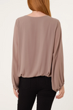Mocha SCOOP NECK BUBBLE HEM BLOUSE