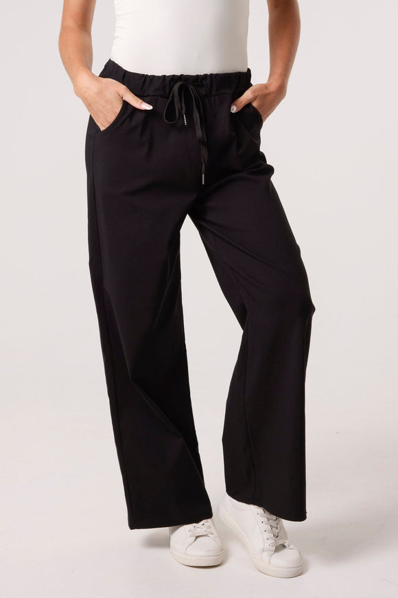 Black MAGIC DRAWSTRING WIDE LEG TROUSERS