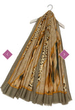Scarf Beige Leopard And Aztec Stripe Frayed Scarf