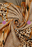 Scarf Beige Leopard And Aztec Stripe Frayed Scarf