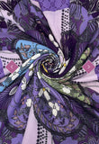 Scarf Purple Floral Printed Shamrock Frayed Scarf