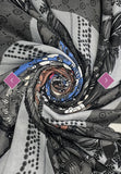 Scarf Grey Floral Printed Shamrock Frayed Scarf