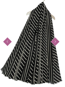 Scarf Black Diagonal Stripe Frayed Scarf