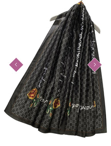 Scarf Black Blind For Love' Print Silk Scarf