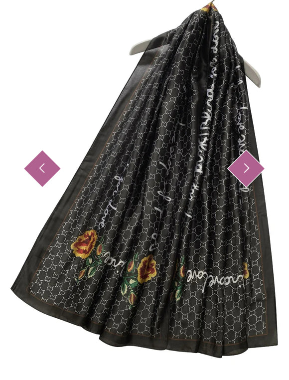 Scarf Black Blind For Love' Print Silk Scarf