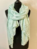 Scarf Plain Sheen Silk Scarf Beaded Mint