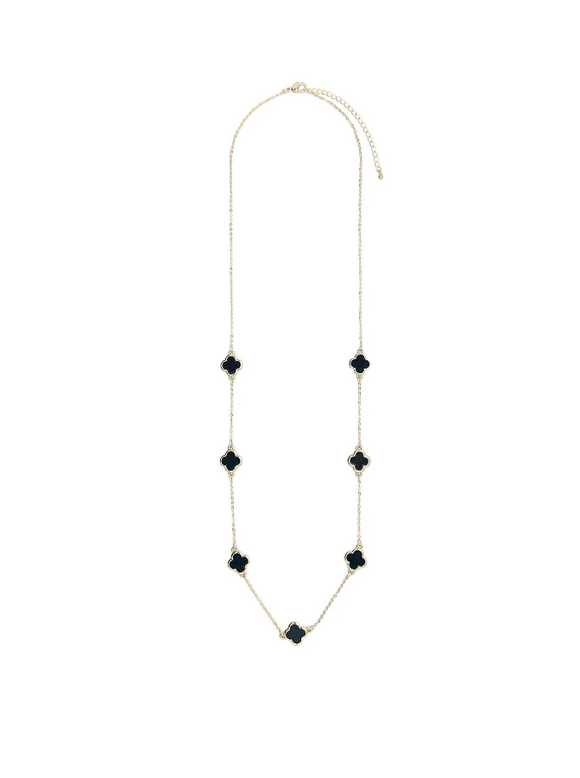 Necklace Seven Clovers Necklace in Gold Black
