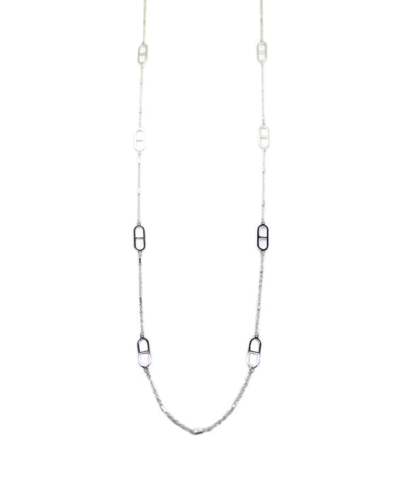 Necklace Oval Shape Links Chain Long Necklace Silver