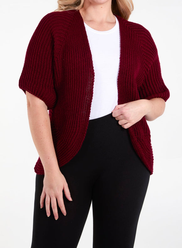 Wine KNITTED KIMONO JACKET