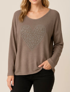 Mocha Light Weight Heart Knit