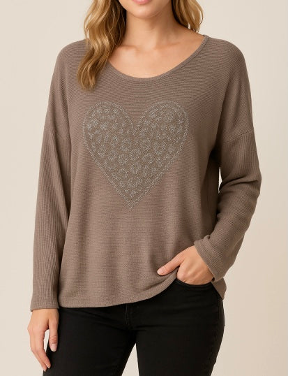 Mocha Light Weight Heart Knit