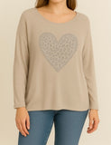 Beige Lightweight Heart Knit
