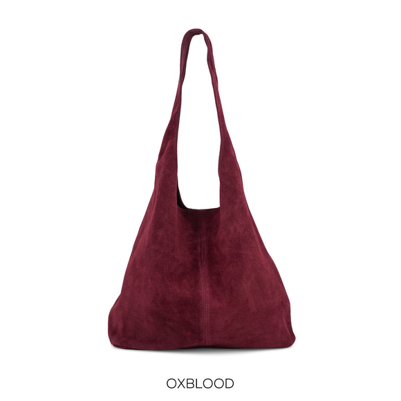Bag Ox Blood Suede Leather Slouchy Hobo
