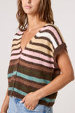 Pink Colourful Cardigan with Stripes