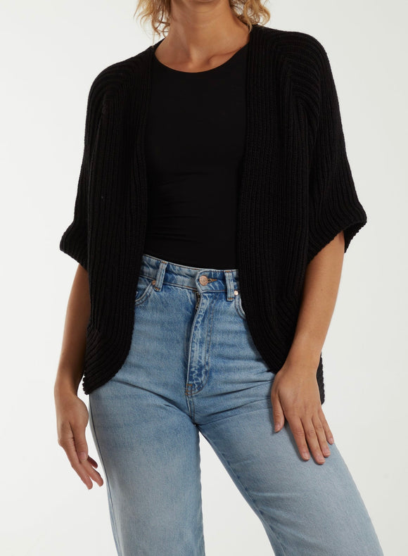 Black KNITTED KIMONO JACKET