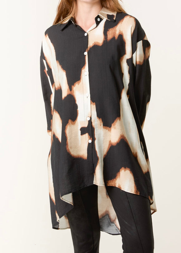 Brown Black Abstract Print