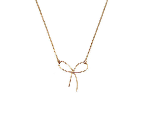 Necklace Gold Small Brass Ribbon Pendant Necklace