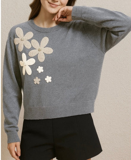 Grey Soft Knit with Embossed Detail
