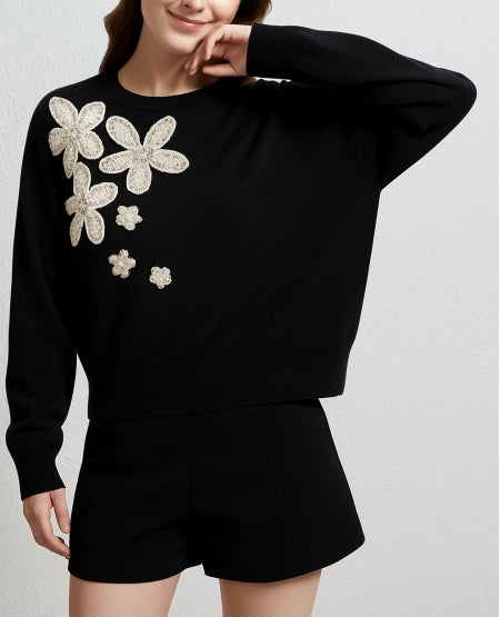 Black Soft Knit with Embossed Detail