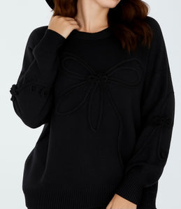 Black Ribbon Design Soft Knit