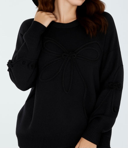 Black Ribbon Design Soft Knit