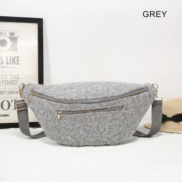 Bag Grey Tweed Material Sling