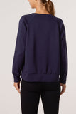 Navy DIAMANTE BOW ROUND NECK SWEATSHIRT