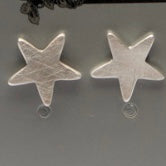 Earring Silver Brushed Medium Stars