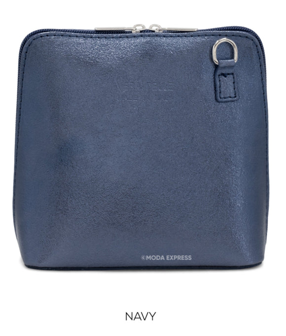Bag Navy Leather Crossbody Metallic