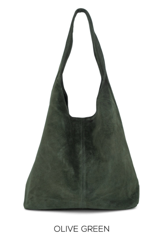 Bag Olive Green Suede Leather Slouchy Hobo