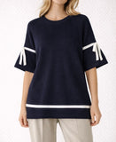 Black Fine Short Knit with Bow Detail